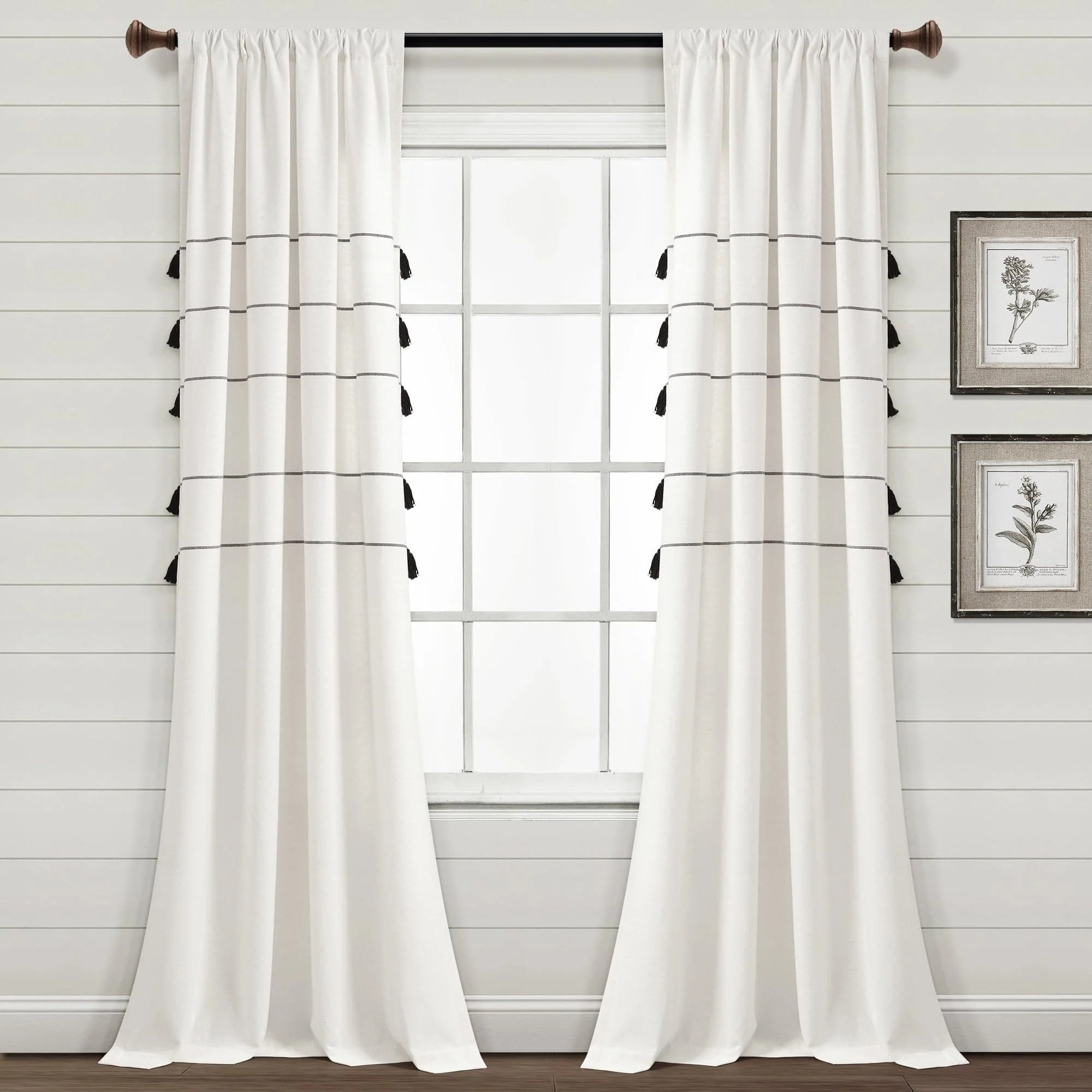 Tenda da doccia in misto cotone tinto in filo a righe vintage | Lush Decor