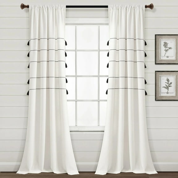 Lush Decor Farmhouse Boho Stripe Window Curtain Panels - Gray Ombre - 42 X 84