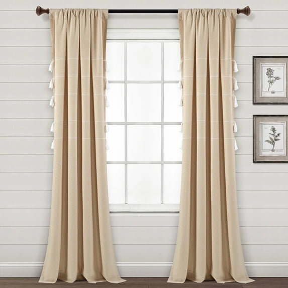 Lush Decor Farmhouse Boho Stripe Window Curtain Panels - Gray Ombre - 42 X 84