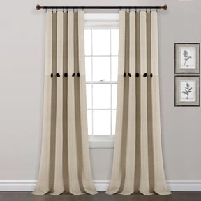 Lush Decor Farmhouse Button Stripe Cotton Rod Pocket Pair Window Panel, 40" x 84"
