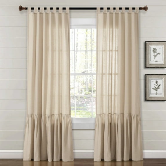 Lush Decor Farmhouse Faux Linen Tab Top Window Curtain Panels Dark Linen Single 40X84