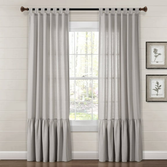 Lush Decor Farmhouse Faux Linen Tab Top Window Panel - Dark Linen -Single- 84 x 40
