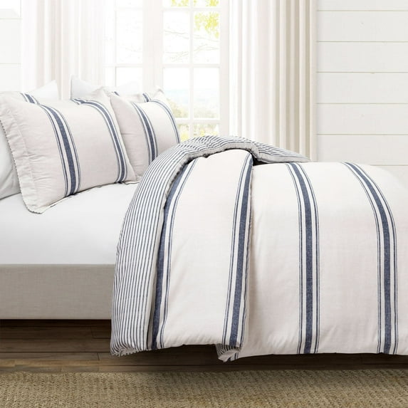 Lush Decor Farmhouse Stripe Duvet Cover - Black - Twin-XL