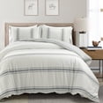thumbnail image 1 of Lush Decor Farmhouse Stripe Reversible Cotton Duvet Cover Dark Gray 3Pc Set Full/Queen, 1 of 11