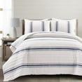 thumbnail image 1 of Lush Decor Farmhouse Stripe Reversible Cotton Quilt, King, Navy, Stripe, 3 Count, 1 of 11