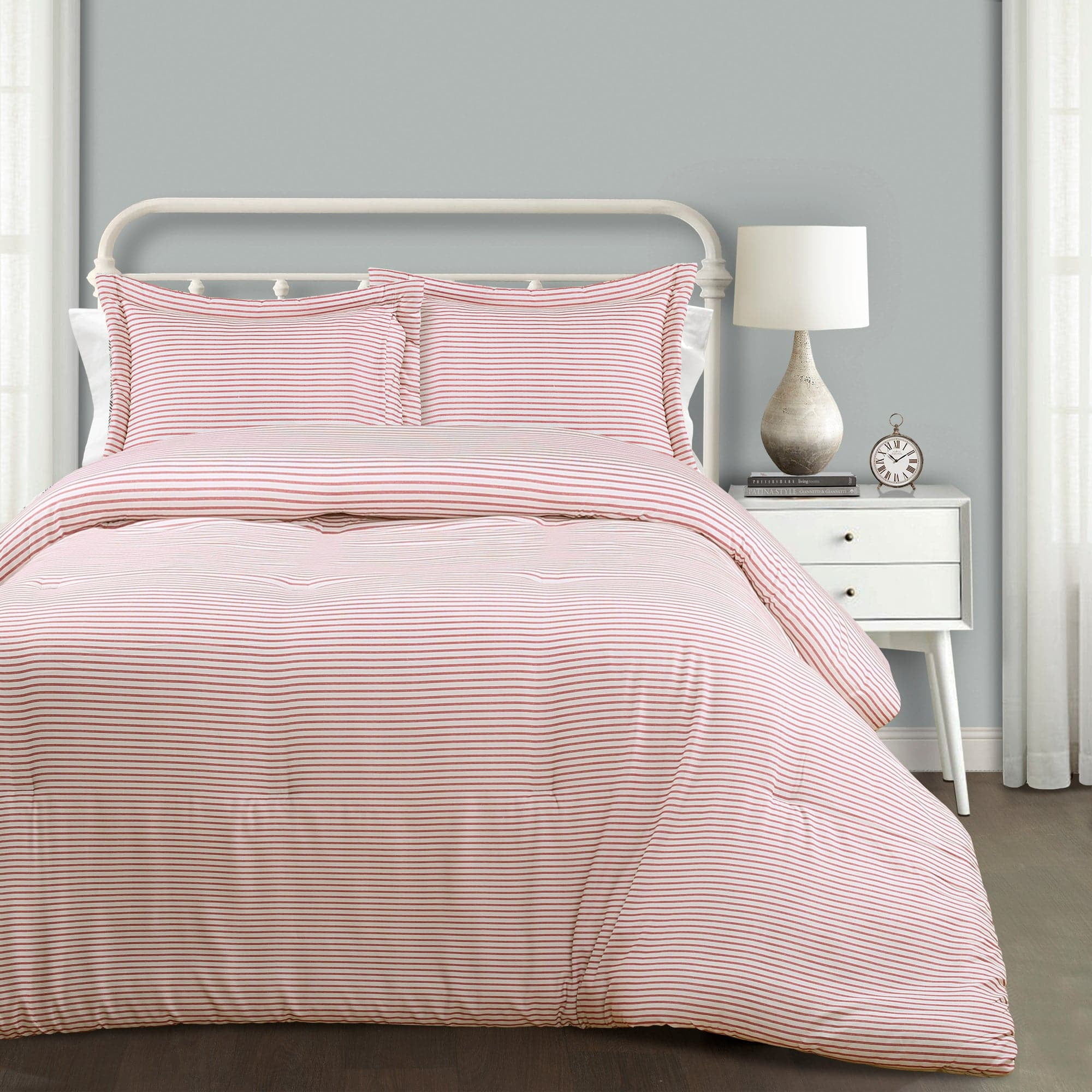 King Size Red Cotton Reversible Comforter Set