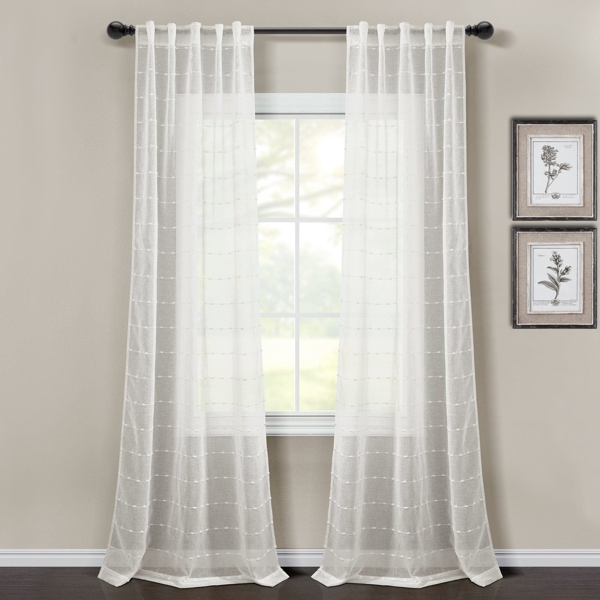 White Sheer Polyester Rod Pocket Back Tab Window Curtain Panels