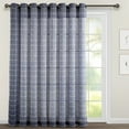 thumbnail image 1 of Lush Decor Farmhouse Textured Grommet Sheer Window Curtain Panel Navy Single 115x84, 1 of 11