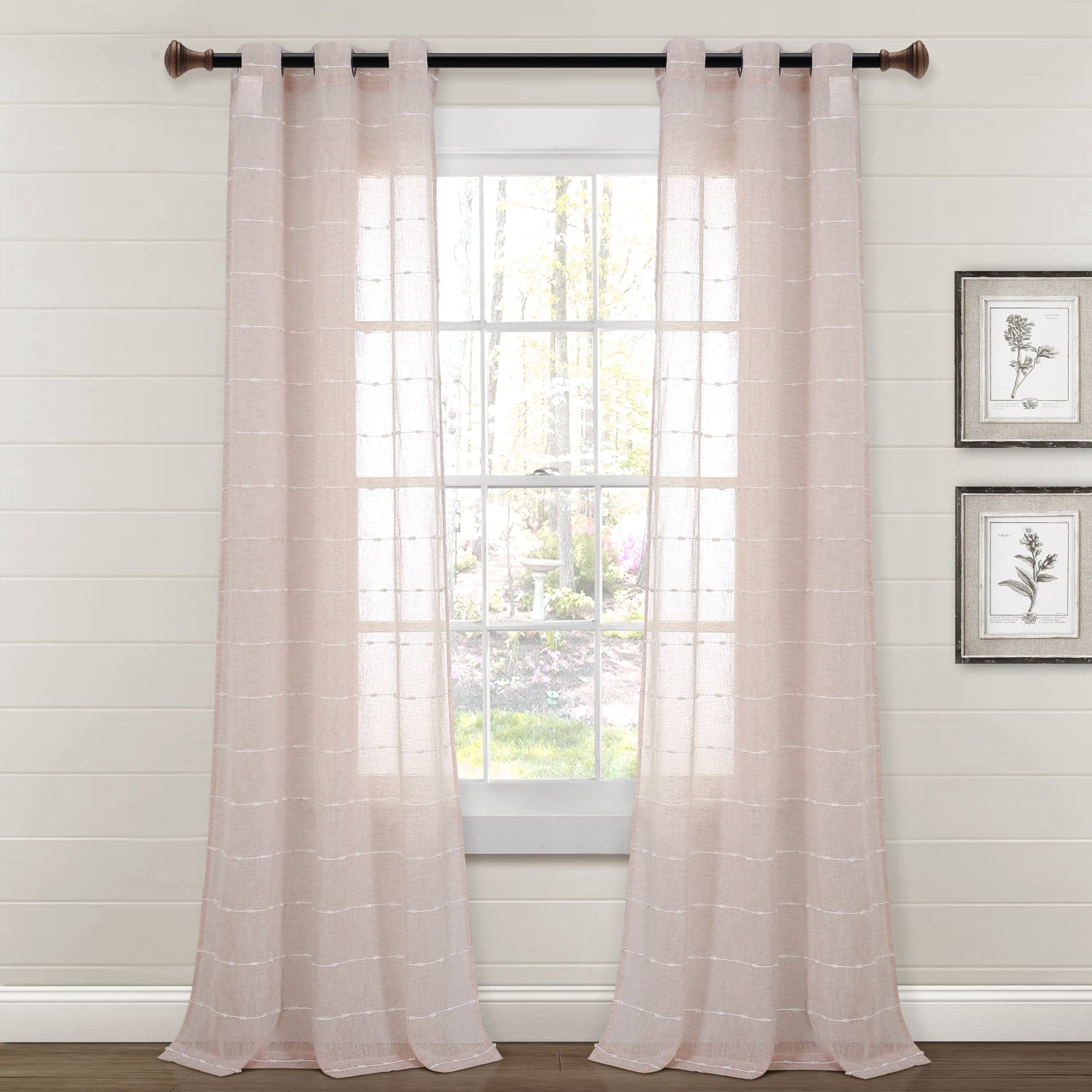 Blush Sheer Polyester Grommet Window Curtain Panels
