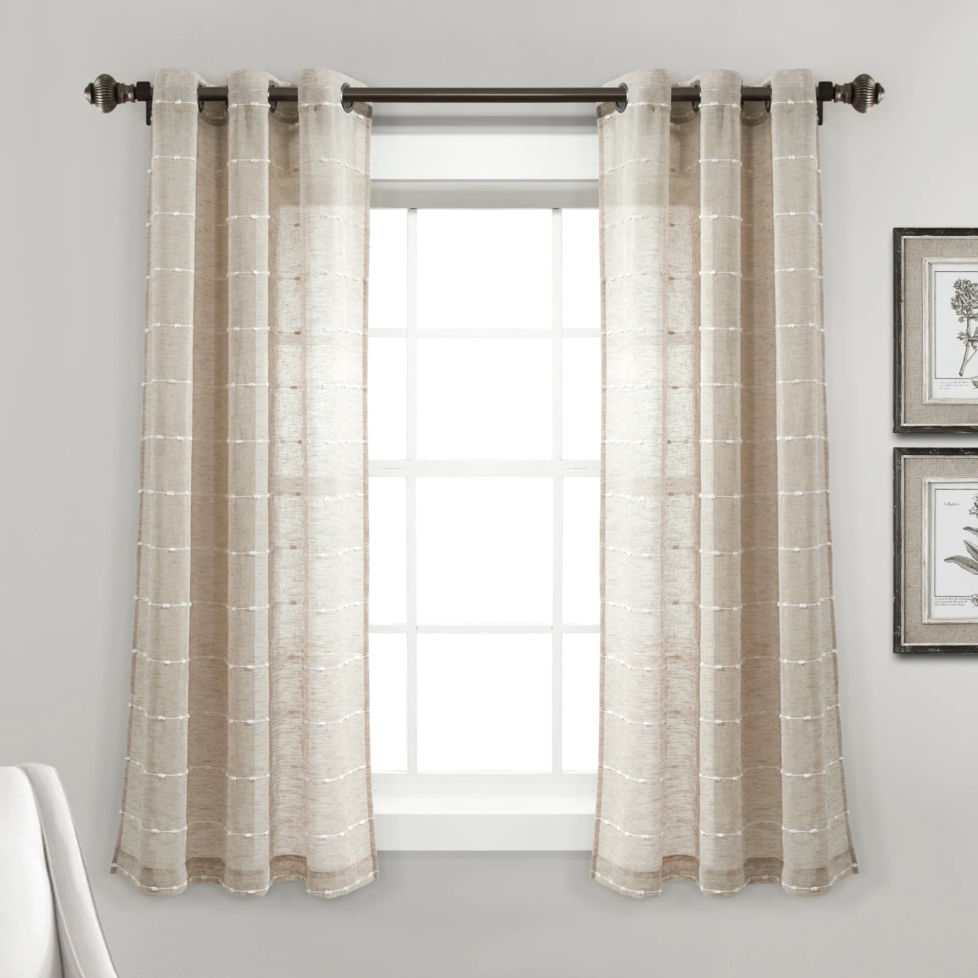 Lush Decor Farmhouse Textured Grommet Sheer Window Curtain Panels ...