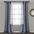 thumbnail image 1 of Lush Decor Farmhouse Textured Sheer 84" x 38" Textured Navy Metal Grommets Pair Window Panel, 1 of 11