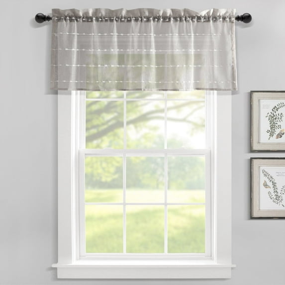 Lush Decor Farmhouse Textured Sheer Valance - Beige - 18 x 52