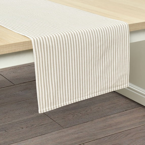 Lush Decor Farmhouse Ticking Stripe Yarn Dyed Table Runner Neutral Single, 13" x 72"