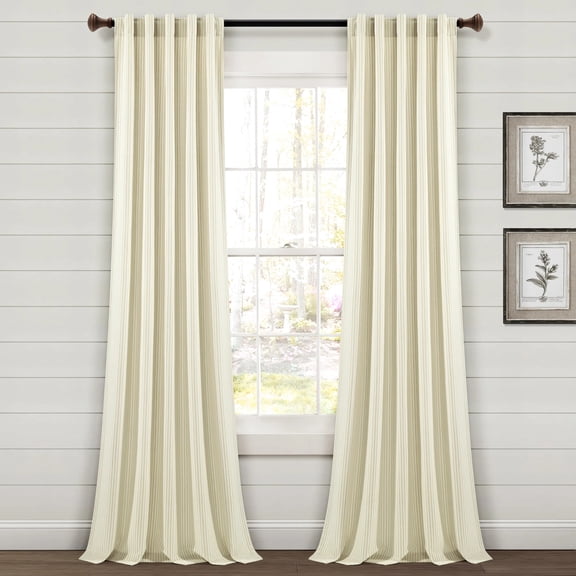 Lush Decor Farmhouse Vintage Stripe Window Curtain Panels - Black - 40 x 84