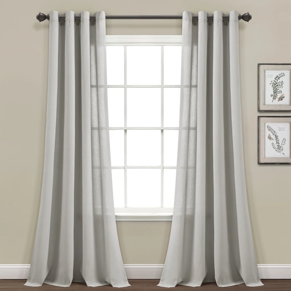 Lush Decor Fau x Linen Grommet Window Curtain Panels - Blue - 52 x 84