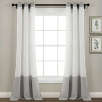 Lush Decor Faux Linen Grommet Colorblock Window Panel - Gray/White -Single- 84 x 40
