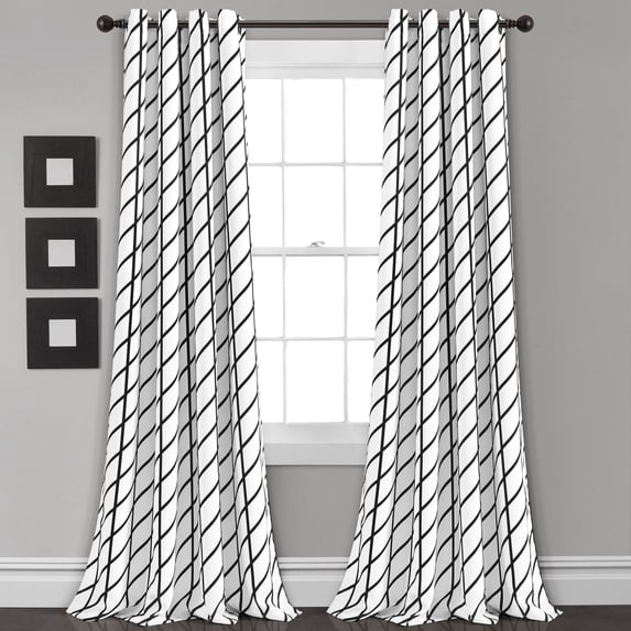 Lush Decor Feather Arrow Geo Room Darkening 95" x 52" Geometric White 100% Polyester Metal Grommets Pair Window Panel
