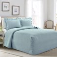 thumbnail image 1 of Lush Decor French Country Geo Ruffle Skirt Textured Polyester Tailored Drop Bedspread King, Blue, 3-Pc Set, 1 of 7