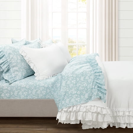 Lush Decor Garden Of Flowers Ruffle Sheet Set Blue - Full
