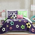 thumbnail image 1 of Lush Decor Girls Soccer Kick Kids Reversible Quilt, Full/Queen, Purple, 5-Pc Set, 1 of 11