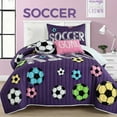 thumbnail image 1 of Lush Decor Girls Soccer Kick Kids Reversible Quilt, Twin, Purple, 4-Pc Set, 1 of 11