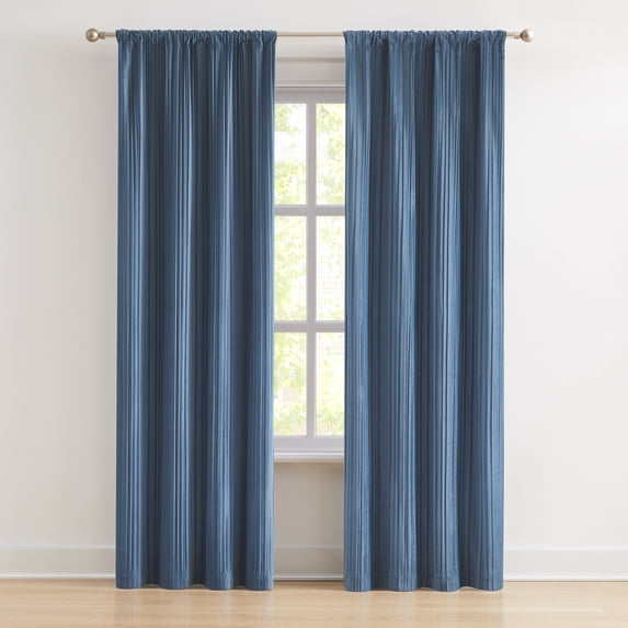 Lush Decor Glam Pleated Velvet Light Filtering Window Curtain Panels?? Pair 38" W X 84" L Blue?? - Velvet Curtains - Drapes - Blue Curtains - Glam Decor