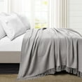thumbnail image 1 of Lush Decor Gray Geometric Cotton Reversible Bed Blanket King, 1 of 11