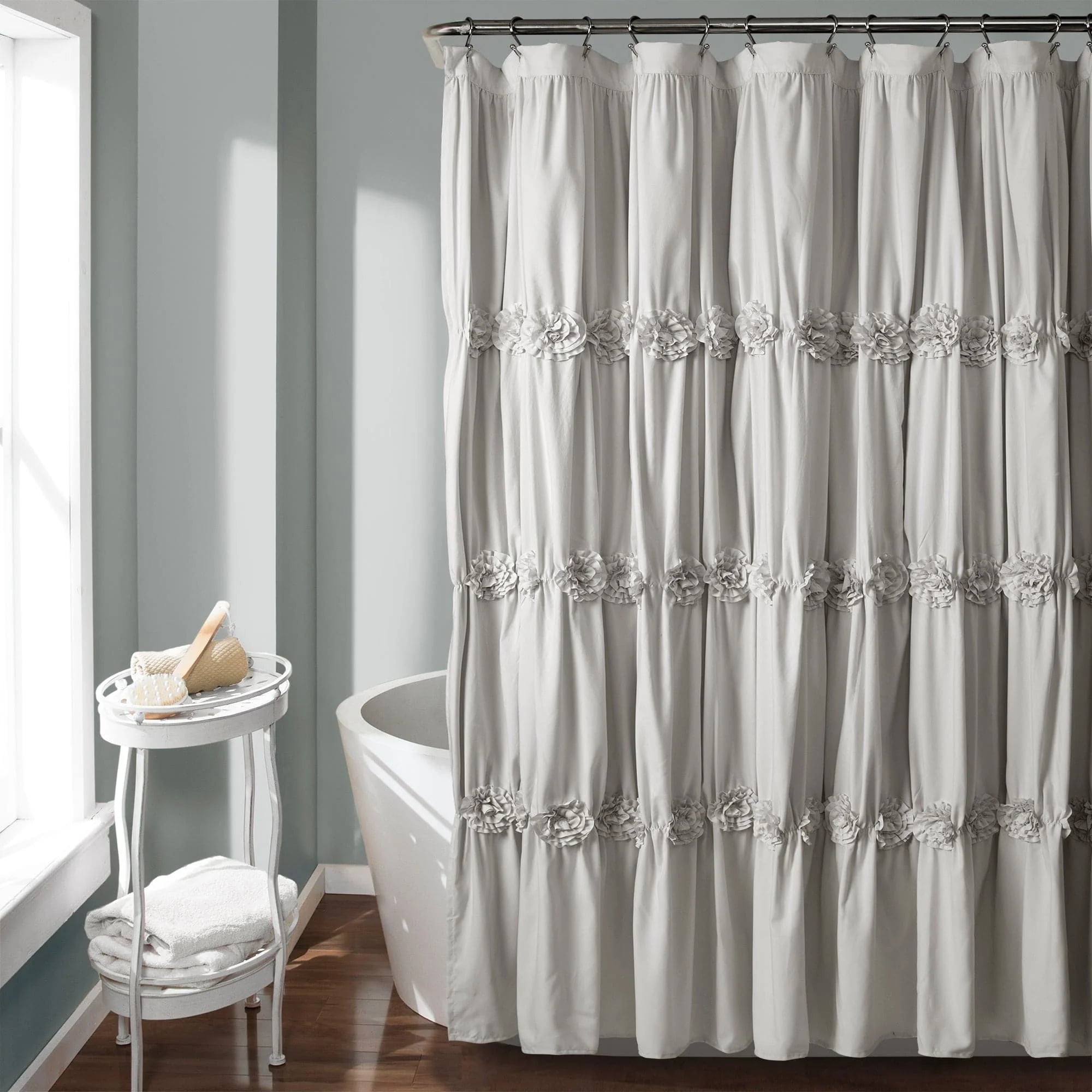 Lush Decor Gray Solid Print Shower Curtain, 72" x 72"