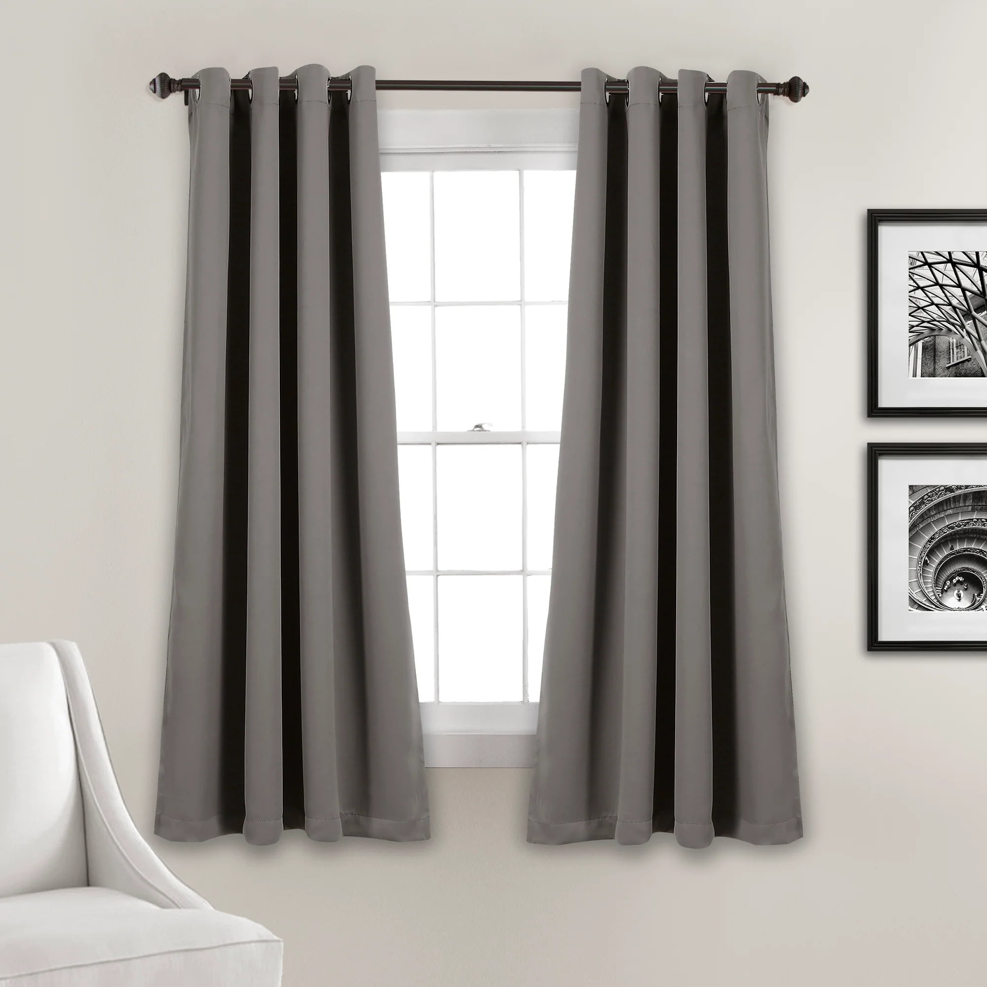 Dark Gray Polyester Blackout Grommet Window Panels, 52" x 45"