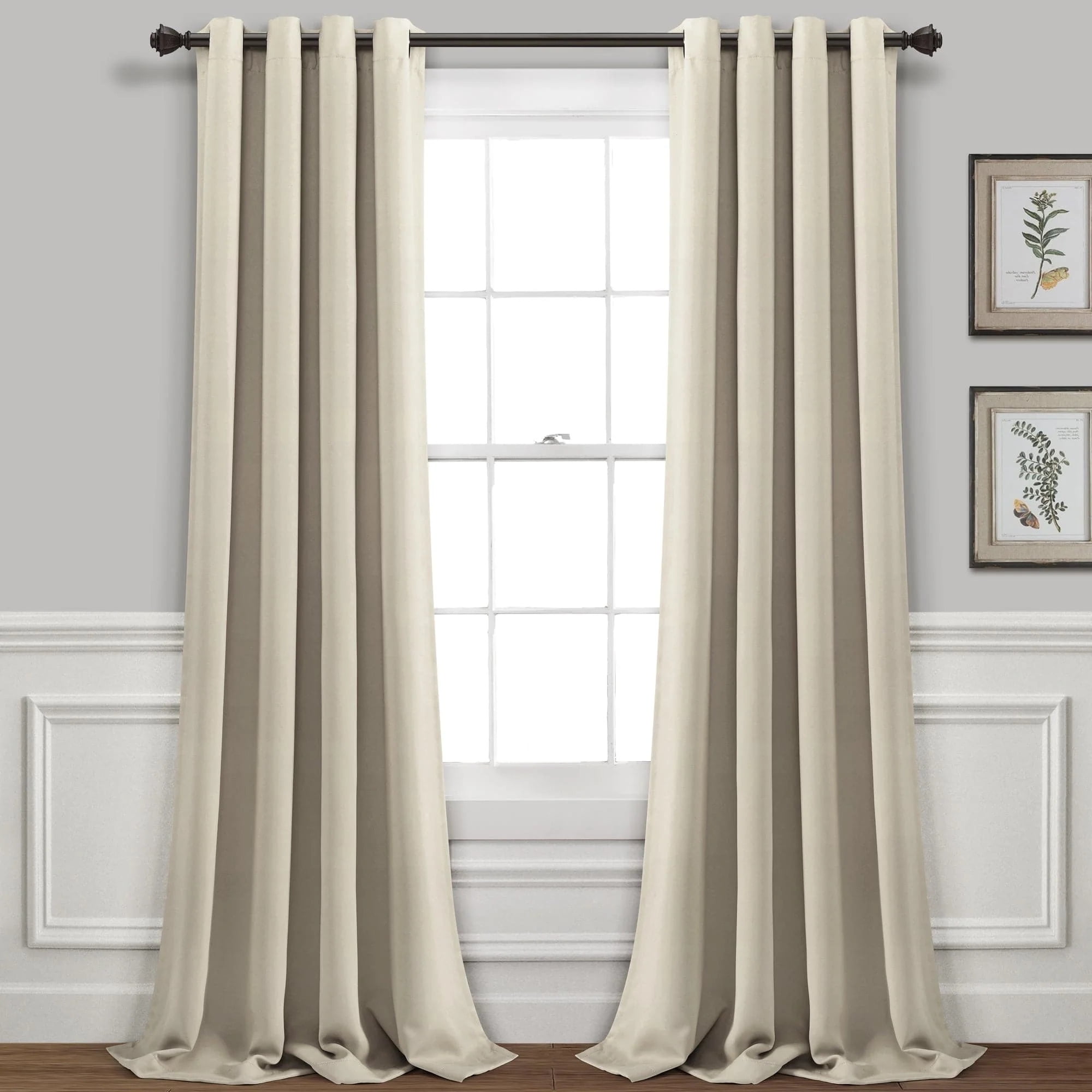 Neutral Polyester Blackout Grommet Curtain Panels, Set of 2