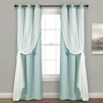 thumbnail image 1 of Lush Decor Grommet Sheer Window Curtain Panels With Insulated Blackout Lining Solid Color 100% Polyester, Blue, 84"L x 38"W, Set of 2, 1 of 11