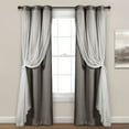 thumbnail image 1 of Lush Decor Grommet Sheer Window Curtain Panels With Insulated Blackout Lining Solid Color 100% Polyester, Dark Gray, 84"L x 38"W, Set of 2, 1 of 11