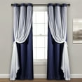 thumbnail image 1 of Lush Decor Grommet Sheer Window Curtain Panels With Insulated Blackout Lining Solid Color , Navy, 84"L x 38"W, Set of 2, 1 of 11