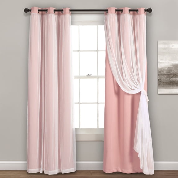 Lush Decor Grommet Sheer Panels With Insulated Blackout Lining Navy 38X108 Set