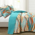 thumbnail image 1 of Lush Decor Hailey Watercolor Wave Reversible Cotton Quilt Turquoise/Multi 3Pc King, 1 of 4