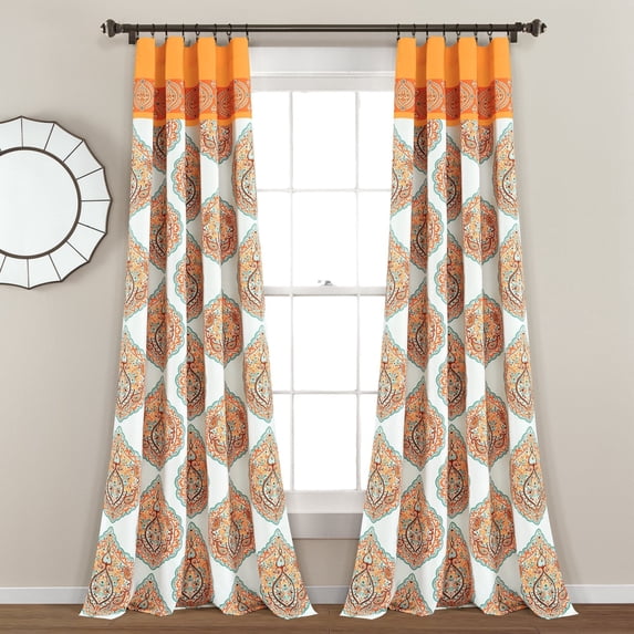 Lush Decor Harley Polyester Light Filtering Window Panel, Tangerine, 84" x 52", Set of 2