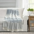 thumbnail image 1 of Lush Decor Herringbone Stripe Yarn Dyed Cotton Woven Tassel Throw, 60" x 50"+ 3.5" Tassel Fringe, Navy/White, Single, 1 of 11