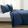 thumbnail image 1 of Lush Decor Hexagon Honeycomb Embroidered Textured Cotton Quilt Navy 3Pc Set King/Cal King, 1 of 11