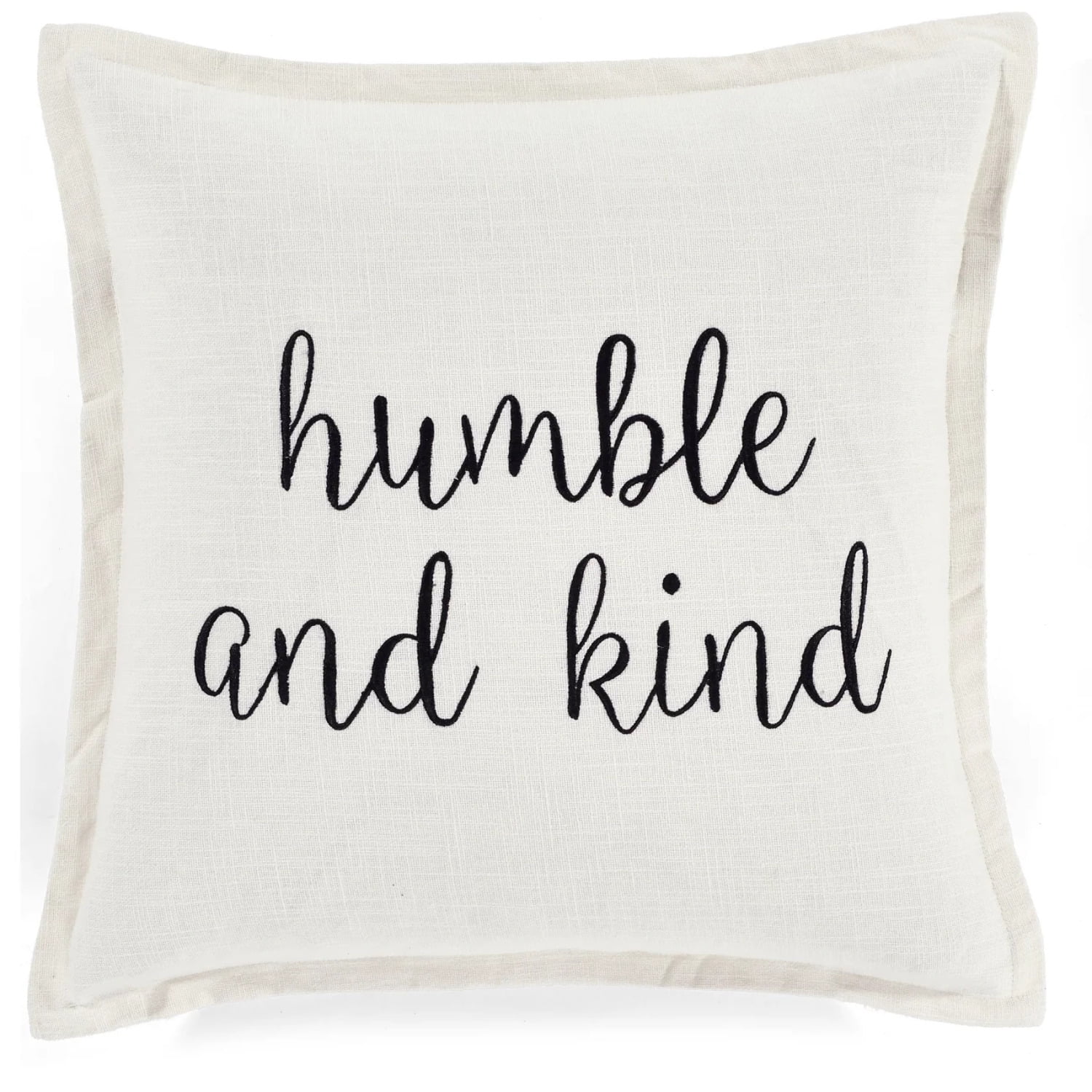 White Cotton Embroidered Script Decorative Pillow Cover