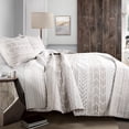 thumbnail image 1 of Lush Decor Hygge Geo Cotton Reversible Quilt, King, Geometric Print, Taupe/White, 3-pc set includes: 1 Quilt, 2 Pillow Shams, 1 of 11