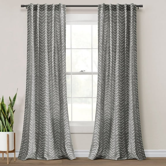 Lush Decor Hygge Modern Arrow Linen Look Window Curtain Panels - Black/White - 40 x 84