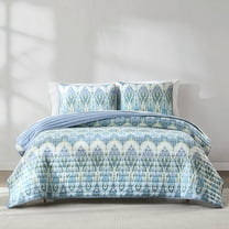 Lush Decor Ikat Drops Quilt 3 Piece Set King/ Cal King Teal - Blue Quilt - Colorful Bedding Set - Eclectic Design - Modern Boho Decor