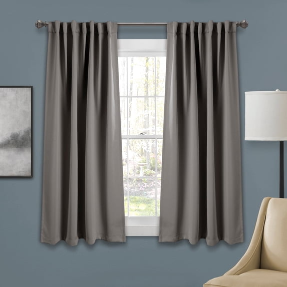 Lush Decor Insulated Back Tab Blackout 63" x 52" Solid Dark Gray 3" Back Tab Rod Pocket Pair Window Panel