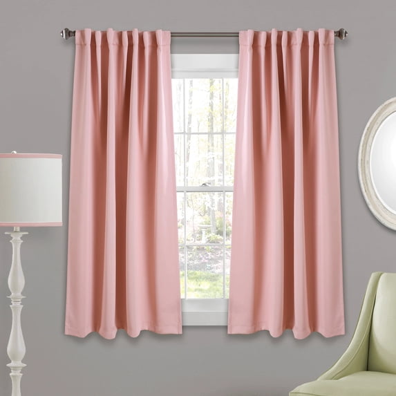 Lush Decor Insulated Back Tab Blackout 63" x 52" Solid Pink 3" Back Tab Rod Pocket Pair Window Panel
