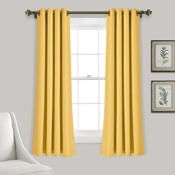 Lush Decor Insulated Grommet Blackout Window Curtain Panels Yellow 52X63 Set