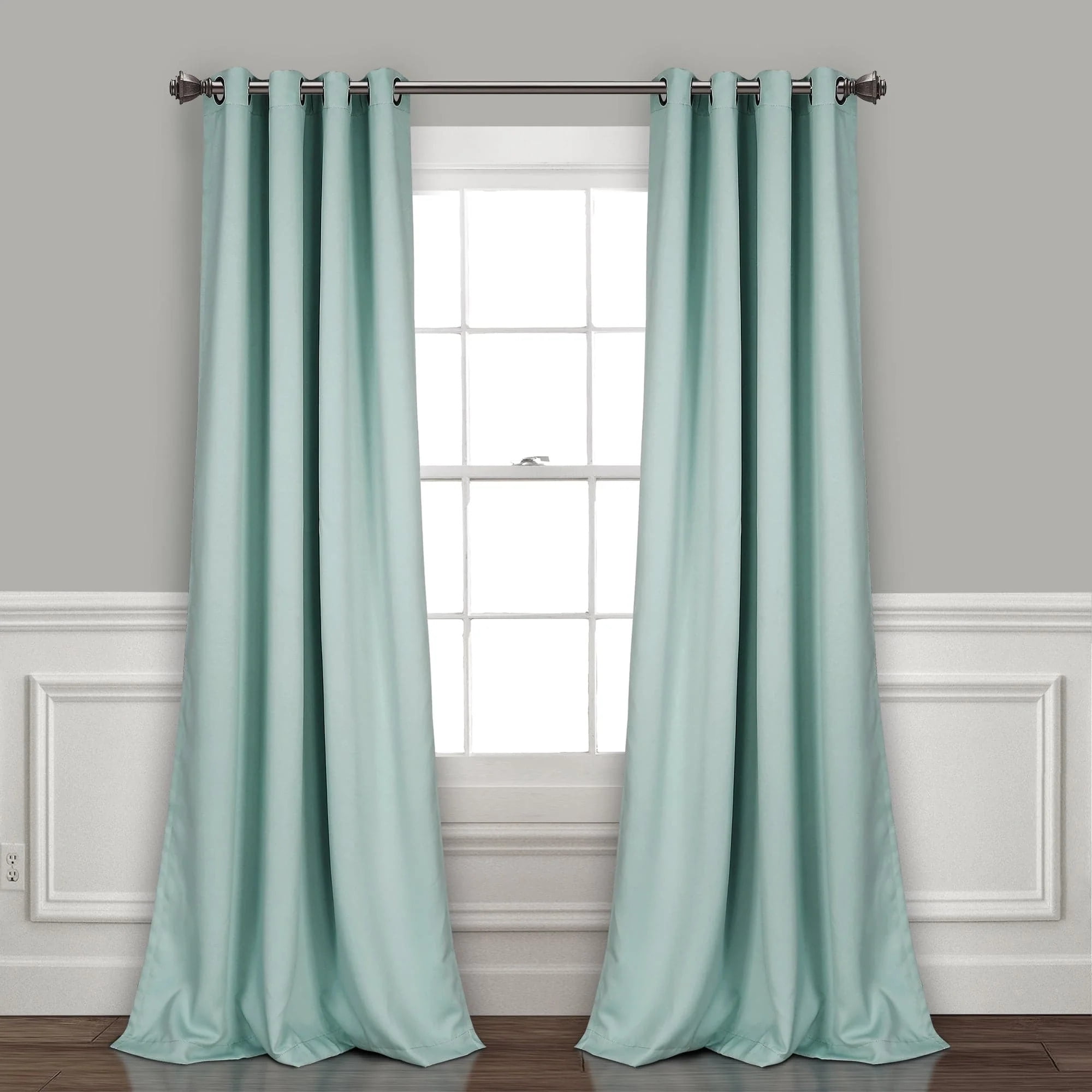 Lush Decor Insulated Grommet Solid Color 100% Polyester Blackout Room Darkening Window Curtain Panel, Blue, 84"L x 52"W, Set of 2