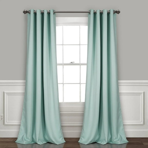 Lush Decor Insulated Grommet Solid Color 100% Polyester Blackout Room Darkening Window Curtain Panel, Blue, 84"L x 52"W, Set of 2