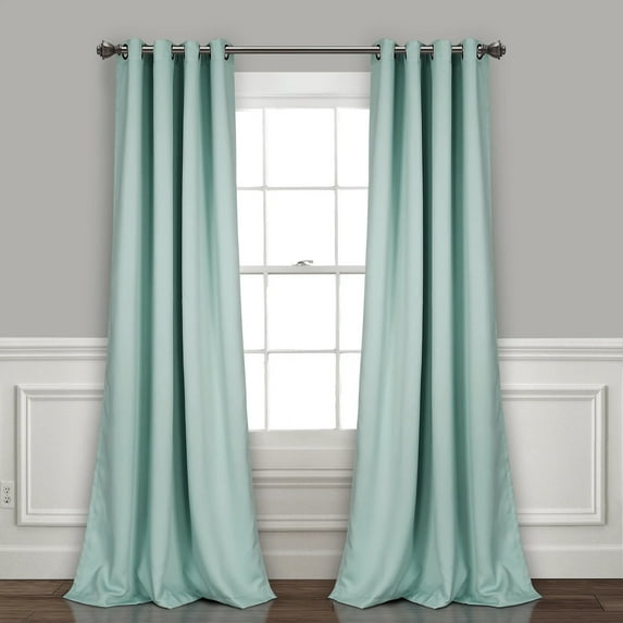 Lush Decor Insulated Grommet Solid Color 100% Polyester Blackout Room Darkening Window Curtain Panel, Blue, 95"L x 52"W, Set of 2
