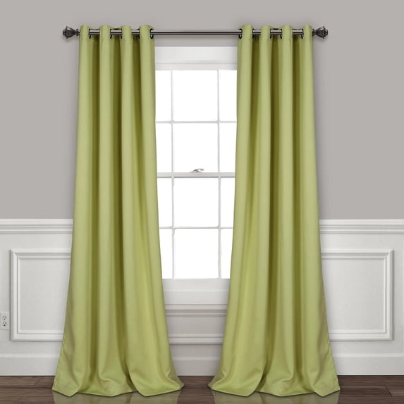 Lush Decor Insulated Grommet Solid Color 100% Polyester Blackout Room Darkening Window Curtain Panel, Sage, 95"L x 52"W, Set of 2