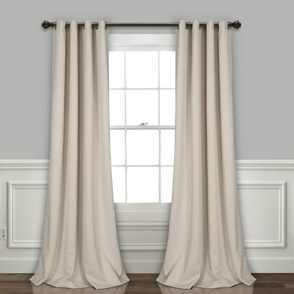 Lush Decor Insulated Grommet Solid Color 100% Polyester Blackout Room Darkening Window Curtain Panel, Wheat, 95"L x 52"W, Set of 2